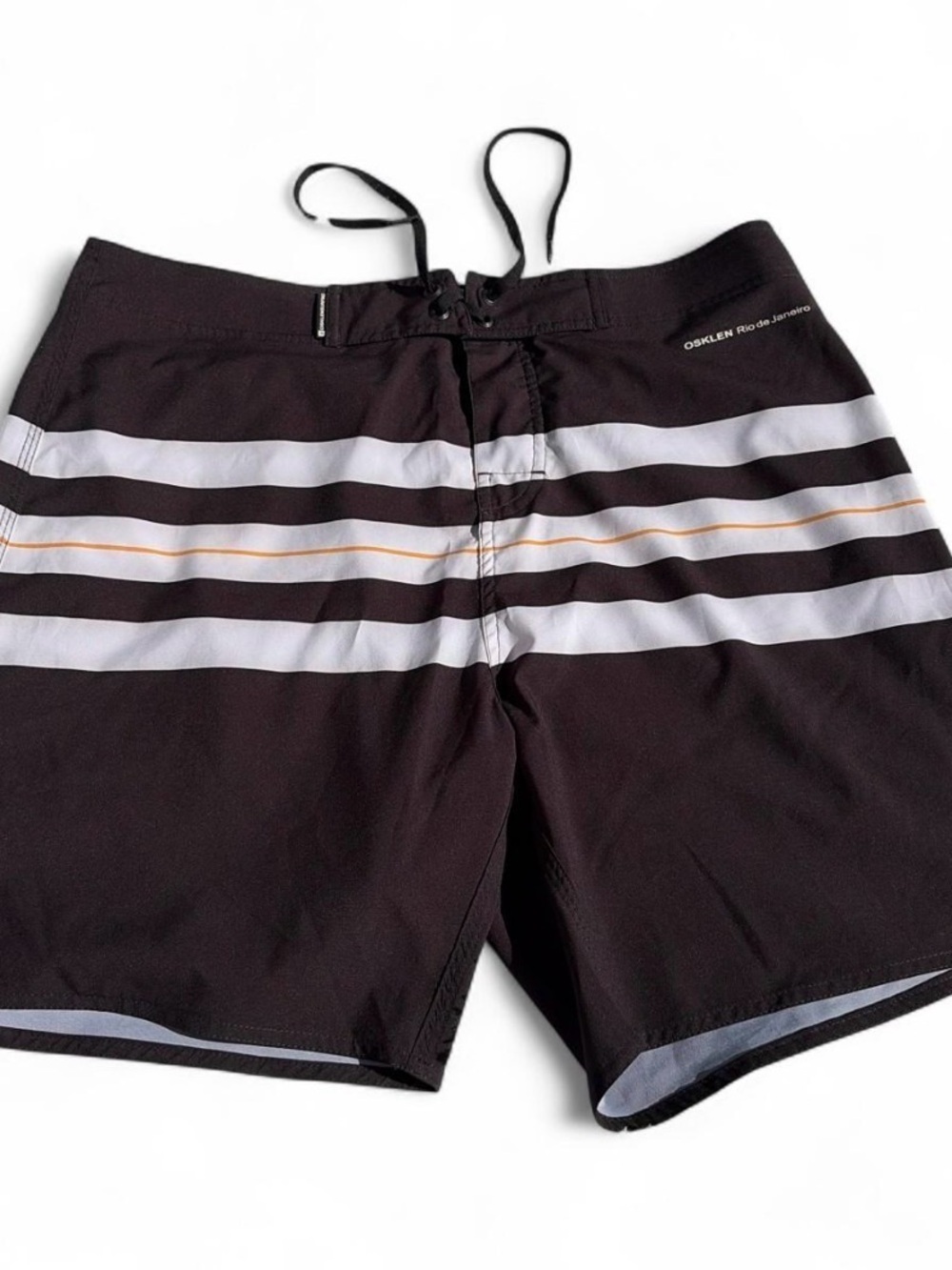 OSKLEN Surfing Black Striped Men’s Swim Trunks Aquaflex FIT Sz 32 gently used